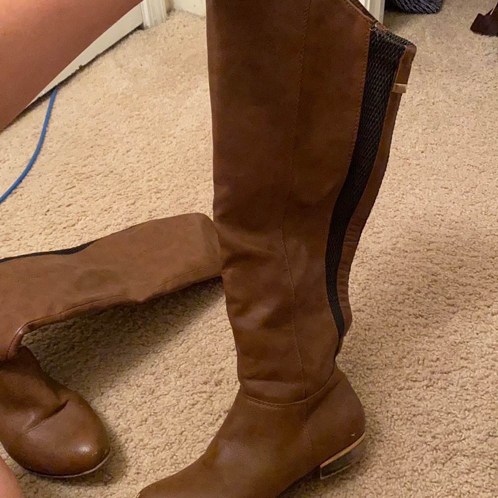 Tan leather boots
